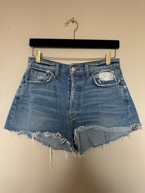 Reformation Distressed Light Blue Denim Cutoff Shorts